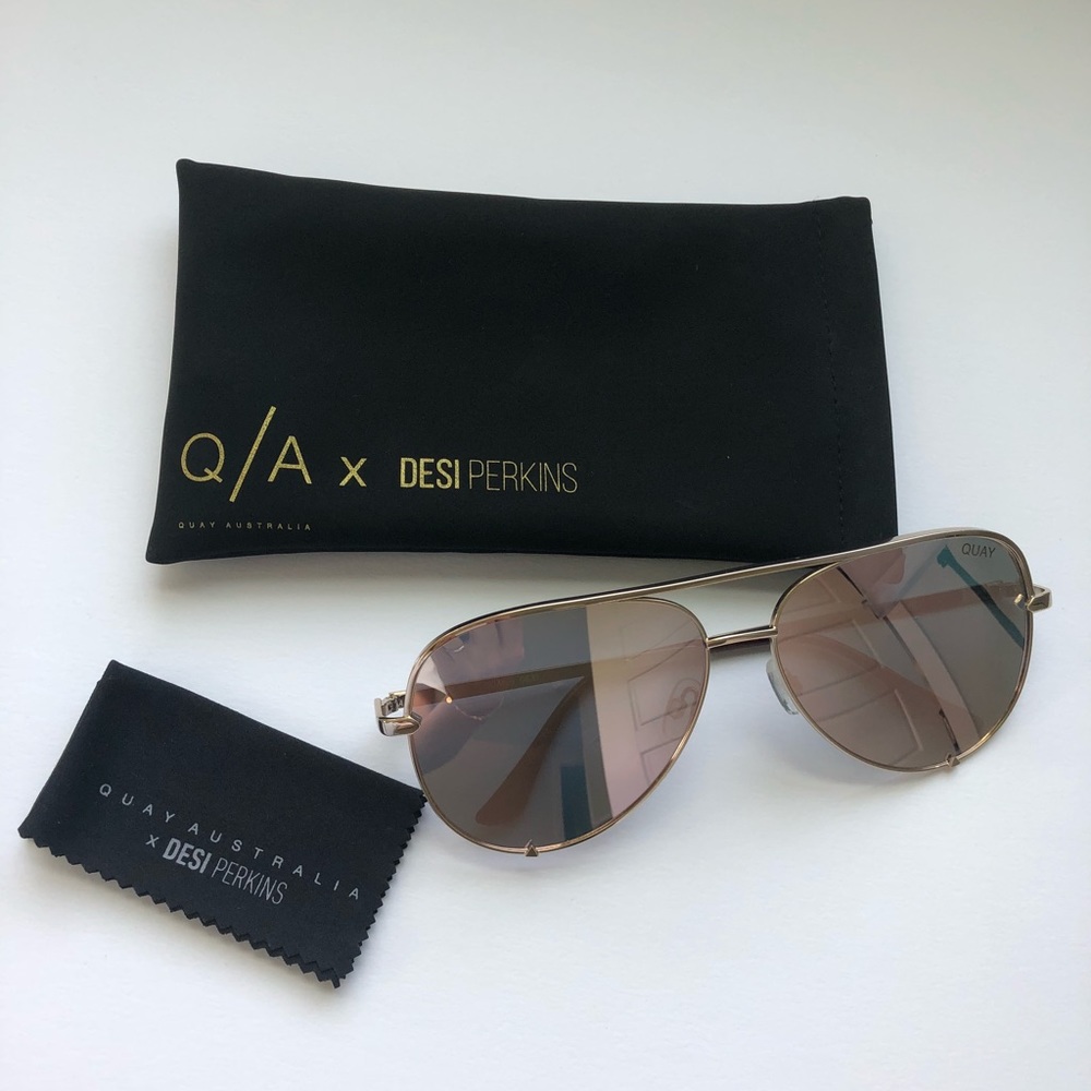 Quay Australia x Desi High Key Aviator Sunglasses